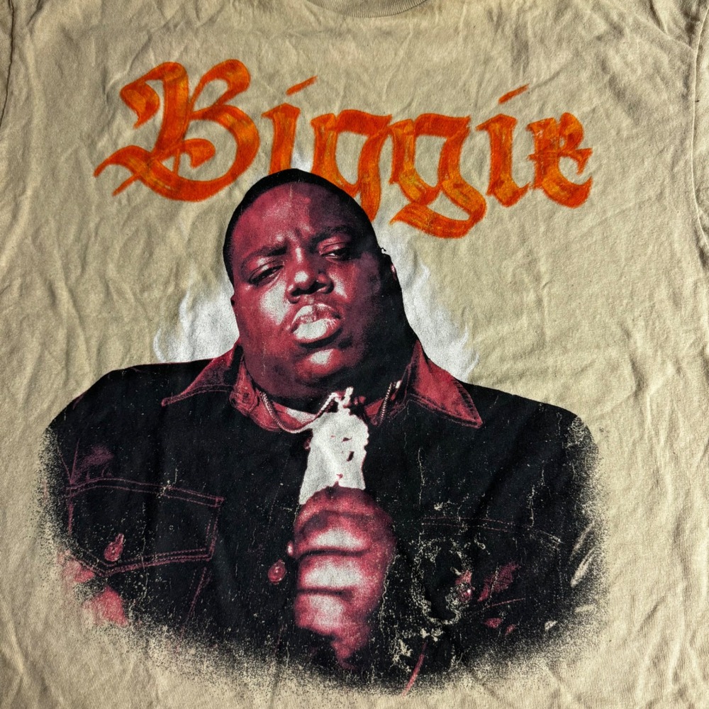 Notorious BIG Biggie Smalls Graphic T-Shirt Brooklyn Mint Tan‎ Mens Large